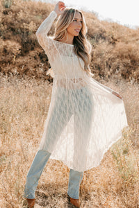 Spirit Dances Sheer Lace Midi Layering Dress (Ecru) - NanaMacs