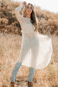 Spirit Dances Sheer Lace Midi Layering Dress (Ecru) - NanaMacs