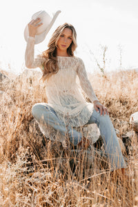 Spirit Dances Sheer Lace Midi Layering Dress (Ecru) - NanaMacs