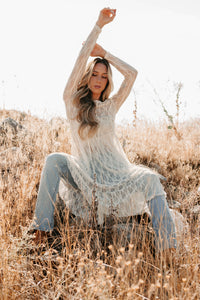 Spirit Dances Sheer Lace Midi Layering Dress (Ecru) - NanaMacs