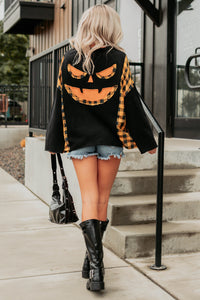 Ghostly Hour Jack-O-Lantern Face Top (Black) - NanaMacs