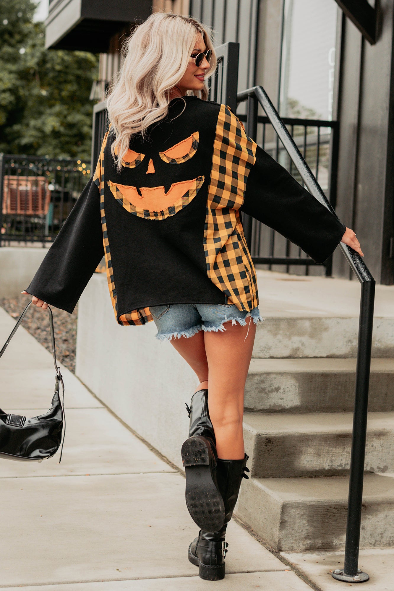 Ghostly Hour Jack-O-Lantern Face Top (Black) - NanaMacs