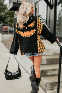 Ghostly Hour Jack-O-Lantern Face Top (Black) - NanaMacs