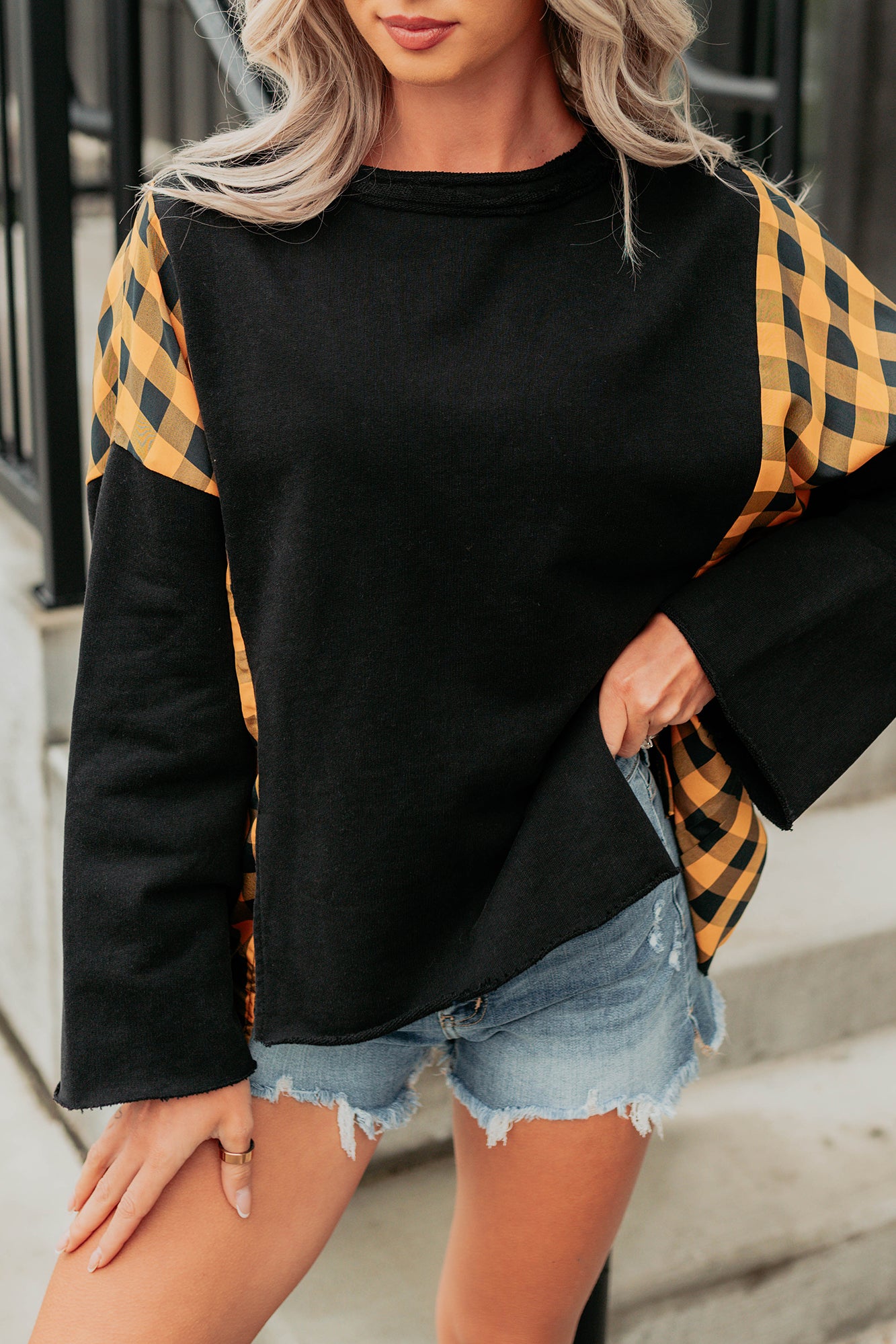 Ghostly Hour Jack-O-Lantern Face Top (Black) - NanaMacs