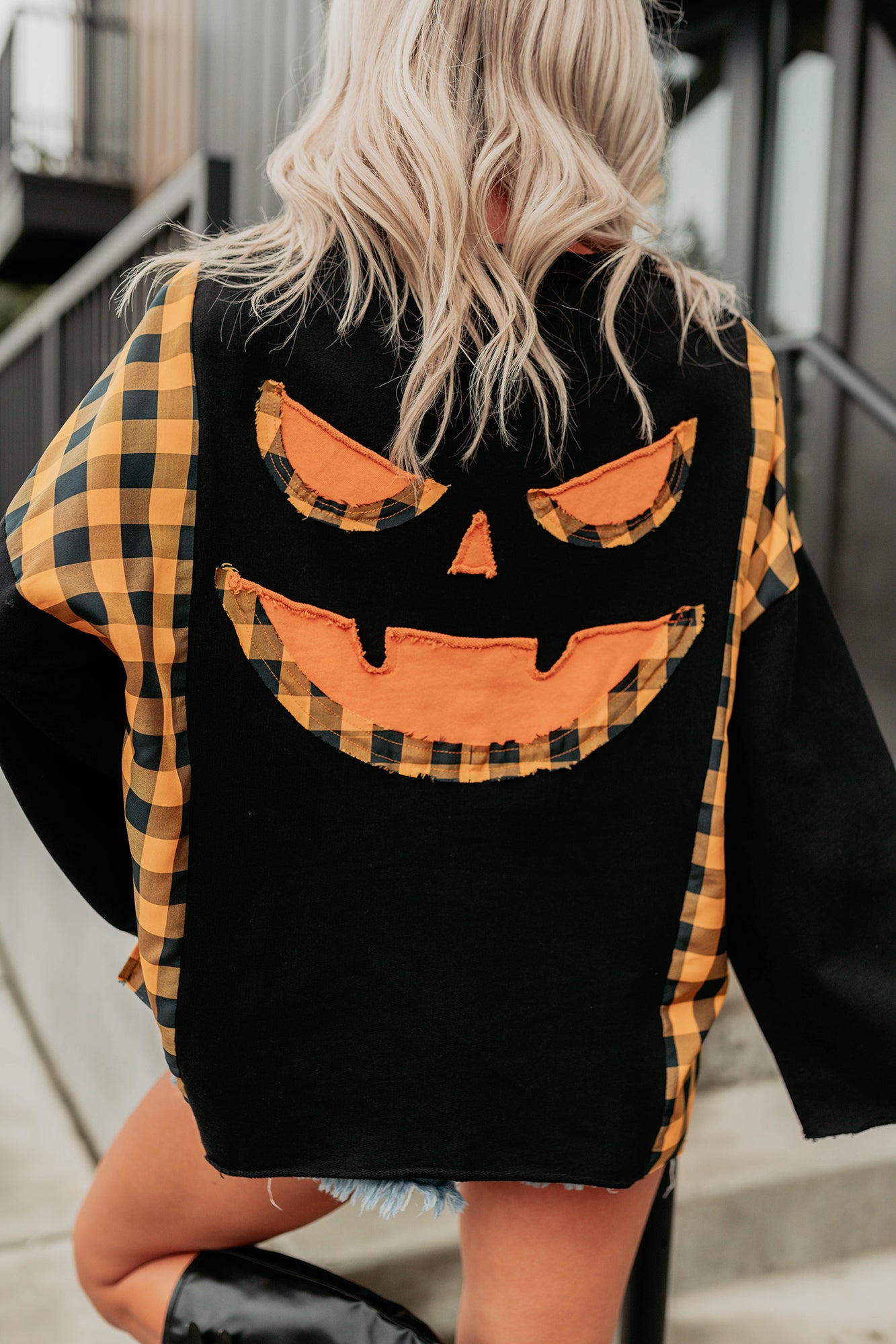 Ghostly Hour Jack-O-Lantern Face Top (Black) - NanaMacs