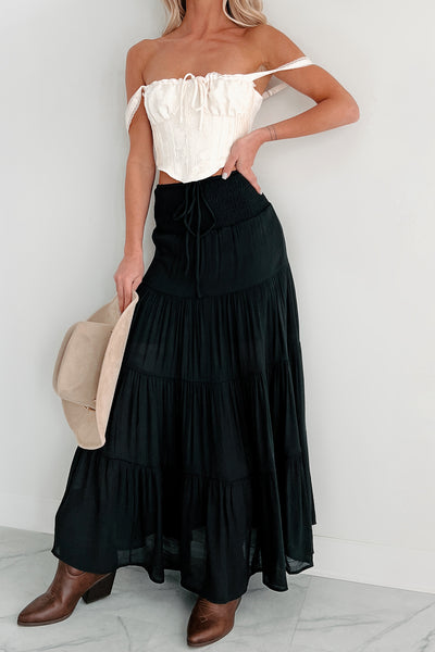 Simply Content Tiered Maxi Skirt (Black) - NanaMacs