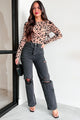 Huntsville High Rise Destroyed Straight Leg Jeans (Washed Black) - NanaMacs