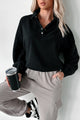 Working Remotely Fleece Pullover Top (Black) - NanaMacs