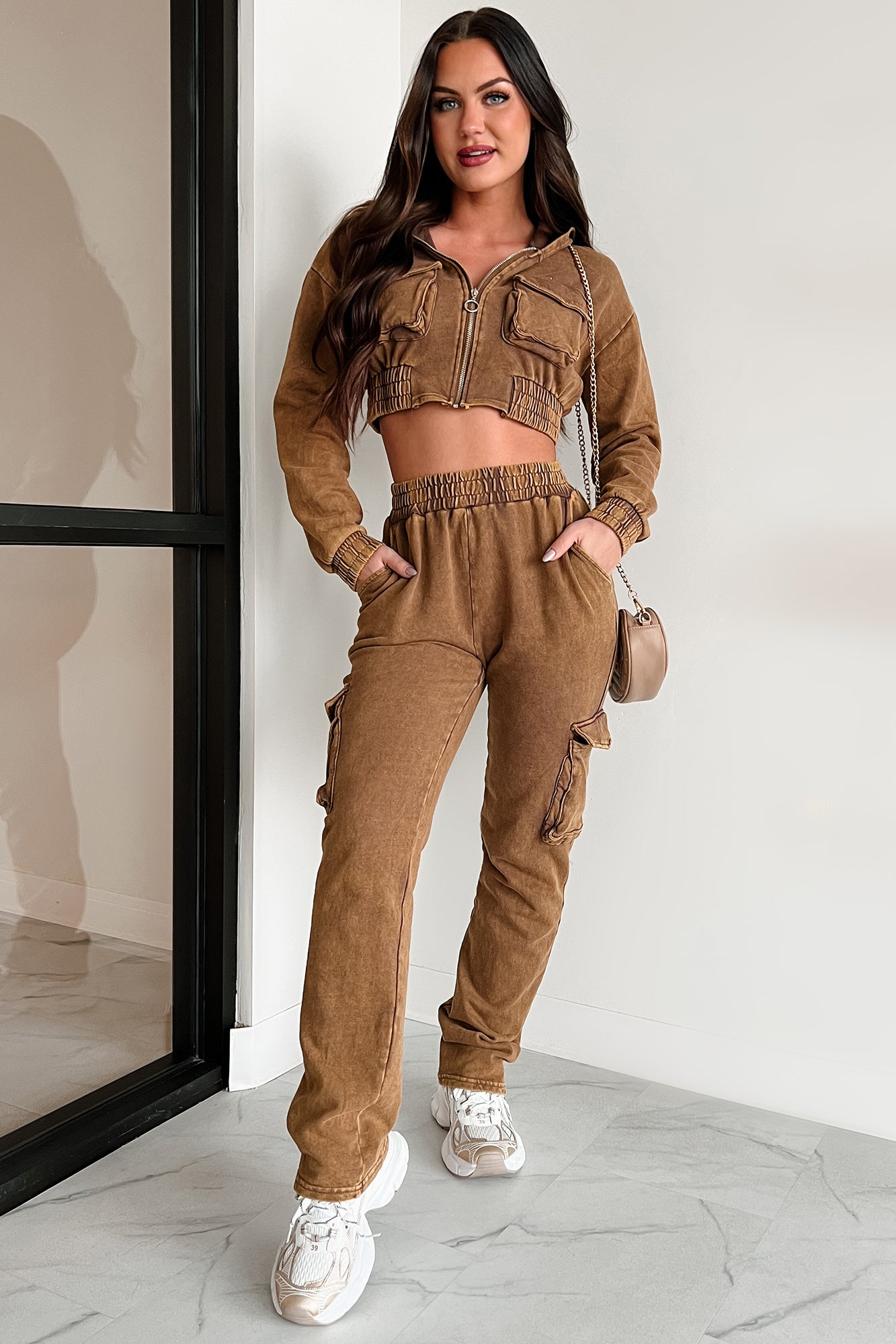 Talk Later Mineral Wash Hoodie & Sweatpants Set (Mocha) - NanaMacs