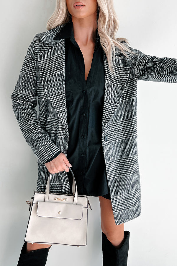 Office Crush Houndstooth Plaid Coat (Black) - NanaMacs