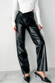 Crocodile Tears Faux Croc Straight Leg Pants (Black PU) - NanaMacs