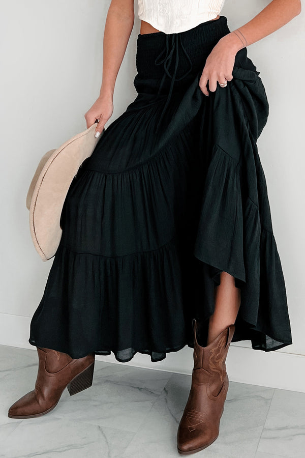 Simply Content Tiered Maxi Skirt (Black) - NanaMacs