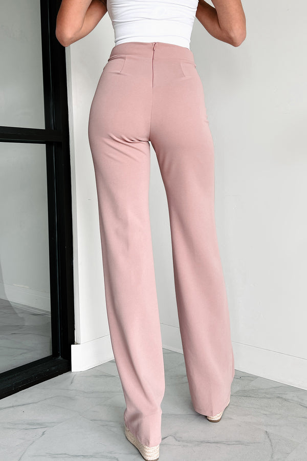 Work Talk High Waist Dress Pant (Dusty Pink) - NanaMacs