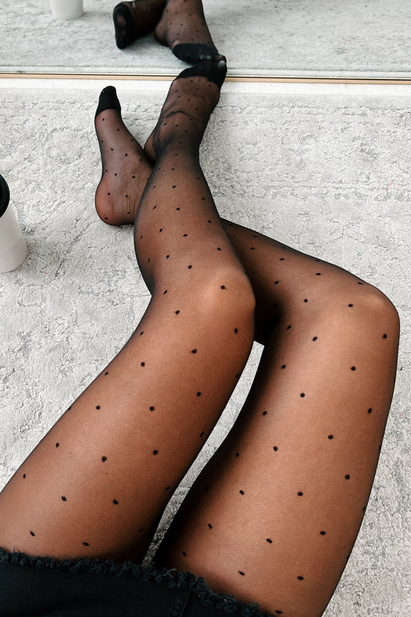 Connecting The Dots Polka Dot Tights (Black) - NanaMacs