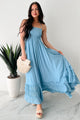 Taking The Scenic Route Halter Smocked Maxi Dress (Blue) - NanaMacs