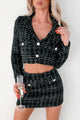 Mergers & Acquisitions Tweed Crop Blazer (Black) - NanaMacs