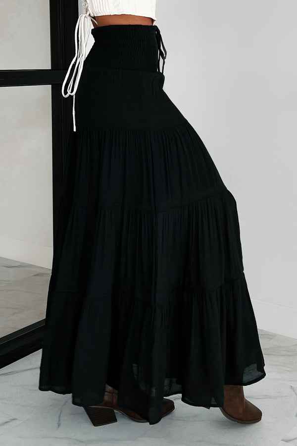 Simply Content Tiered Maxi Skirt (Black) - NanaMacs