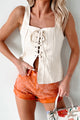 Chance Meeting Lace-Up Top (Sand) - NanaMacs