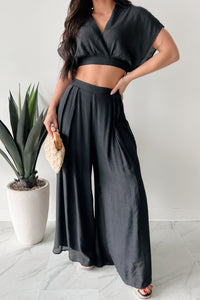 Dreamy Nights Crop Top & Wide Leg Pants Set (Black) - NanaMacs