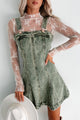 My Mission In Life Washed Denim Overall Dress (Olive)