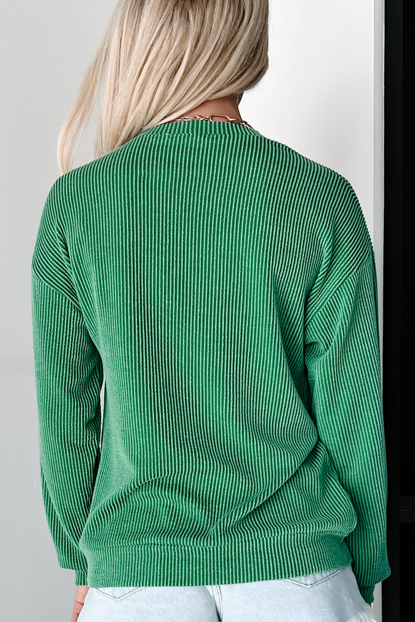 Good Fortune Ribbed "Lucky" Graphic Top (Green) - NanaMacs