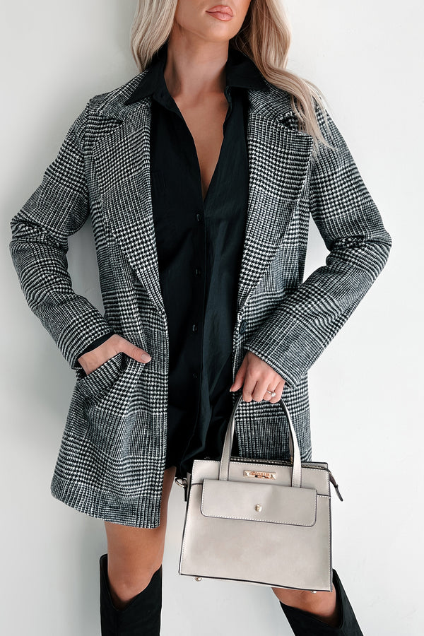 Office Crush Houndstooth Plaid Coat (Black) - NanaMacs