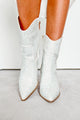 Slay Is My Middle Name Rhinestone Western Booties (White)