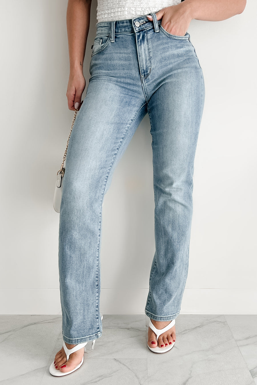 Kaitlyn High Rise Straight Leg Judy Blue Jeans (Medium) - NanaMacs