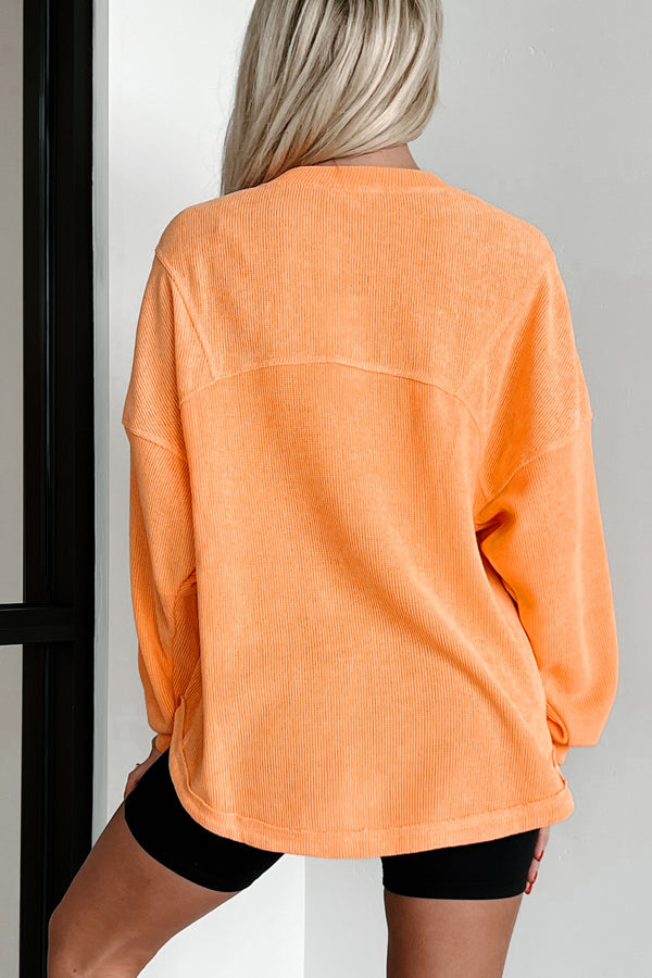 Split Second Decisions Textured Knit Long Sleeve Top (Mango) - NanaMacs