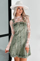 My Mission In Life Washed Denim Overall Dress (Olive)