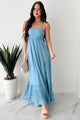 Taking The Scenic Route Halter Smocked Maxi Dress (Blue) - NanaMacs