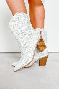 Slay Is My Middle Name Rhinestone Western Booties (White) - NanaMacs