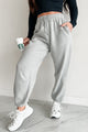 Gloomy Days Drawstring Waist Joggers (Heather Gray) - NanaMacs