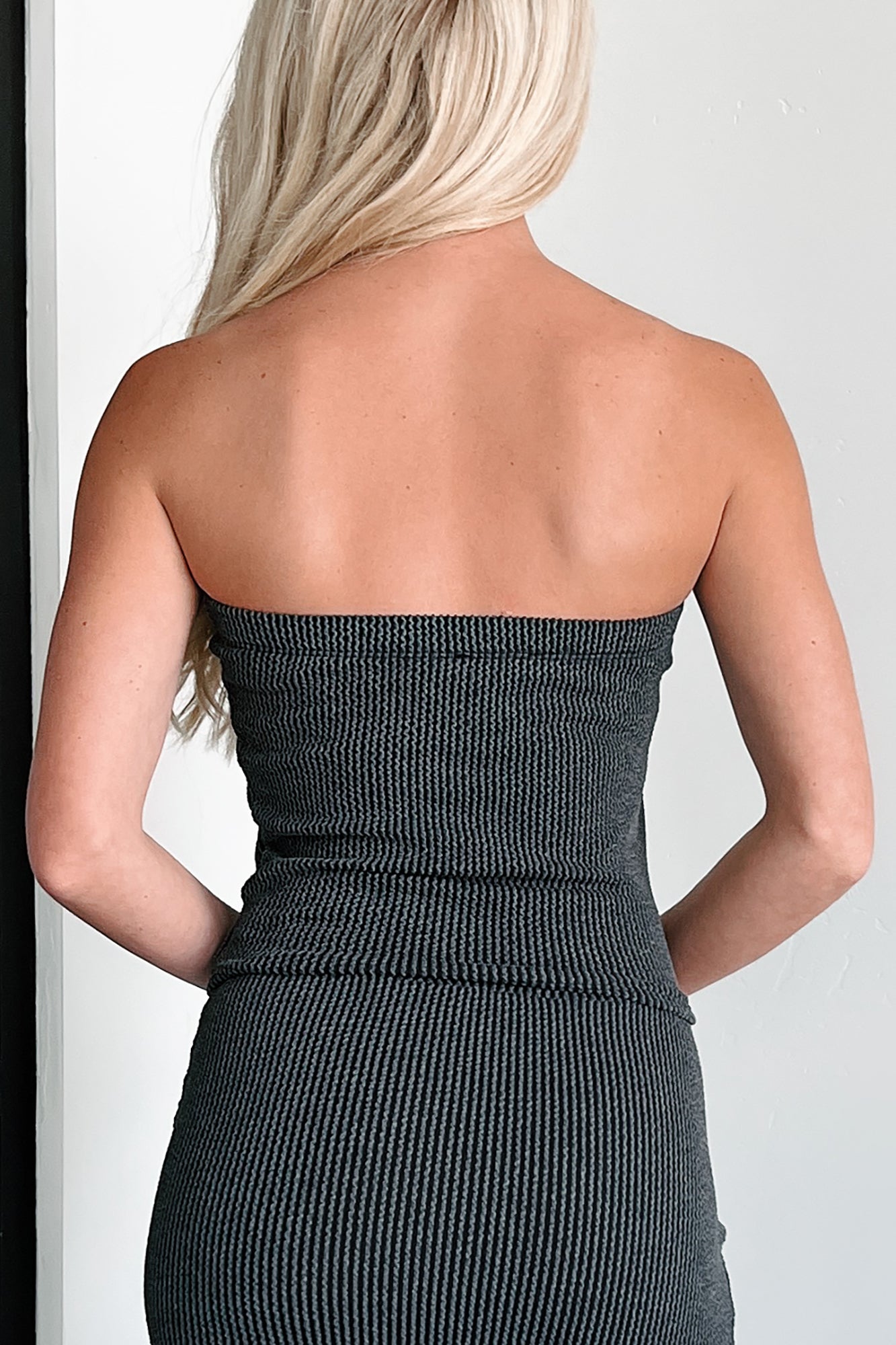 Simply Trendy Strapless Crop Top (Charcoal) - NanaMacs