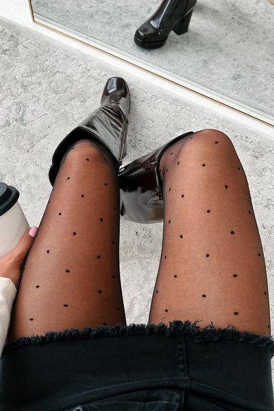 Connecting The Dots Polka Dot Tights (Black) - NanaMacs