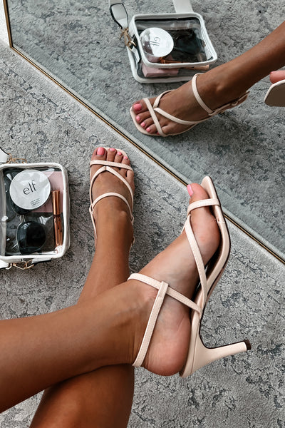 Fancy Footwork Strappy Slingback Heel Sandals (Nude) - NanaMacs