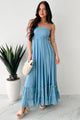 Taking The Scenic Route Halter Smocked Maxi Dress (Blue) - NanaMacs