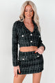 Mergers & Acquisitions Tweed Crop Blazer (Black) - NanaMacs