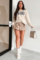 Yolanda Shorts Lined Bubbled Windbreaker Skirt (Khaki) - NanaMacs