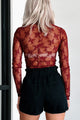 Confident Perfection Floral Lace Long Sleeve Top (Wine) - NanaMacs