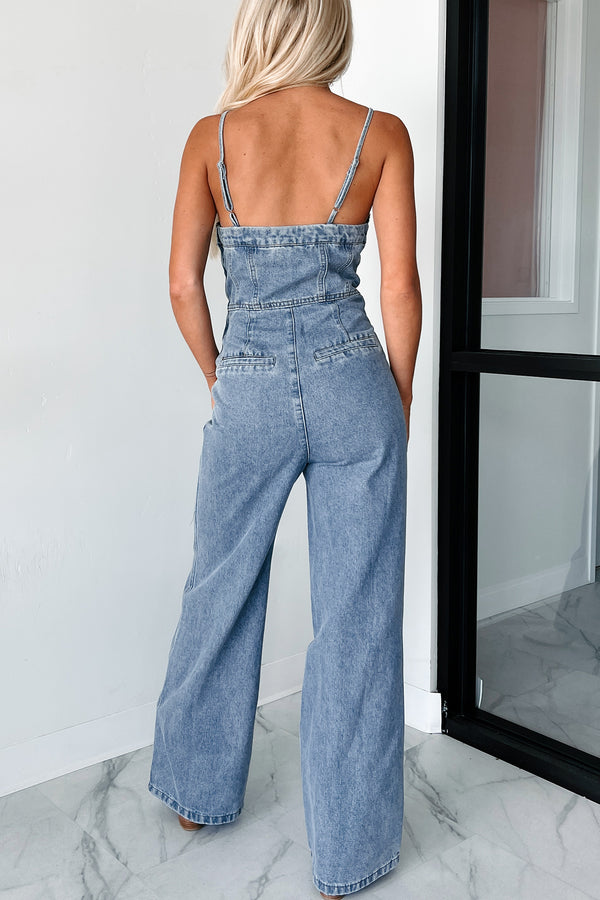 Savvy Style Denim Sweetheart Jumpsuit (Medium Wash) - NanaMacs