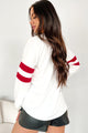 Lots Of Love Sequin Heart Varsity Long Sleeve Top (Ivory) - NanaMacs