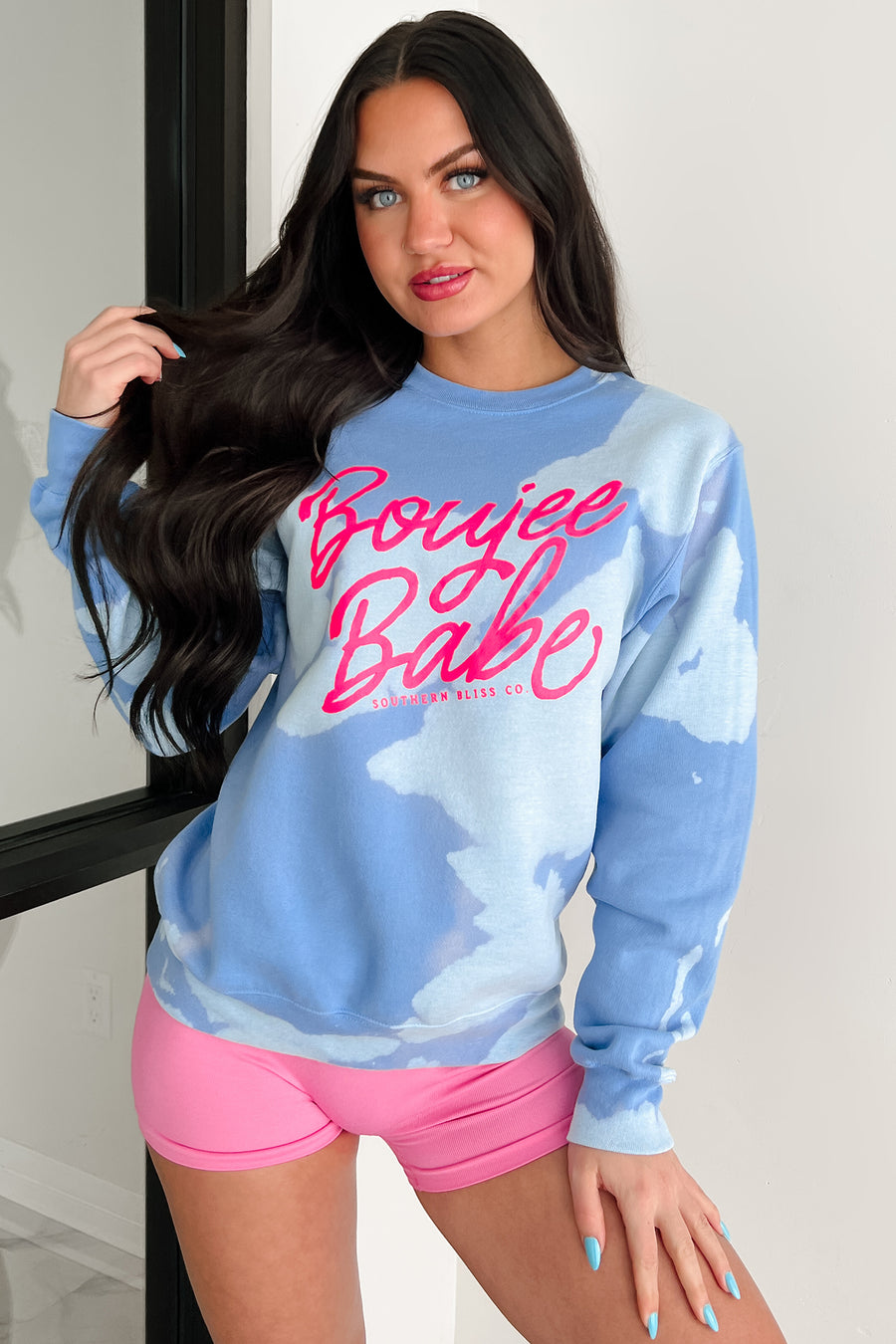 "Boujee Babe" Graphic Cloud Sweatshirt (Blue Bomba) - NanaMacs