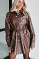 Feeling Fearless Faux Leather Belted Jacket (Brown) - NanaMacs