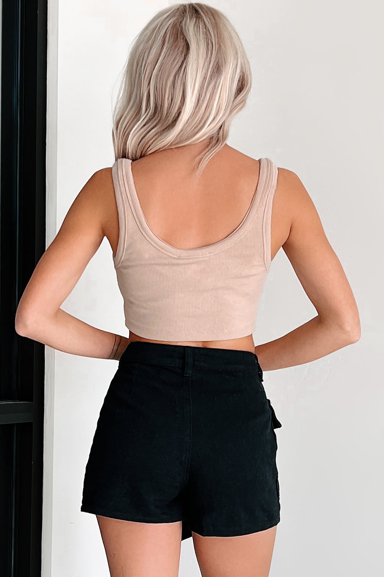 Just Basic Ribbed Crop Tank Top (Light Tan) - NanaMacs