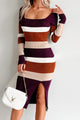 Sansa Colorblock Midi Dress (Eggplant Combo) - NanaMacs