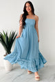 Taking The Scenic Route Halter Smocked Maxi Dress (Blue) - NanaMacs