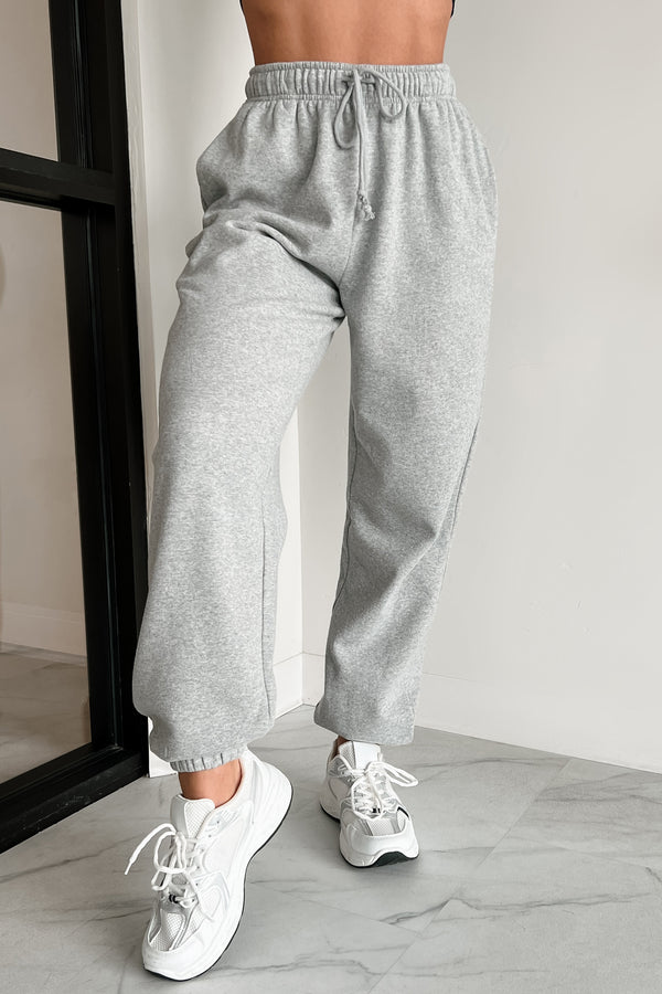 Gloomy Days Drawstring Waist Joggers (Heather Gray) - NanaMacs