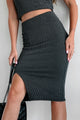 Cool Composure Bodycon Midi Skirt (Charcoal) - NanaMacs