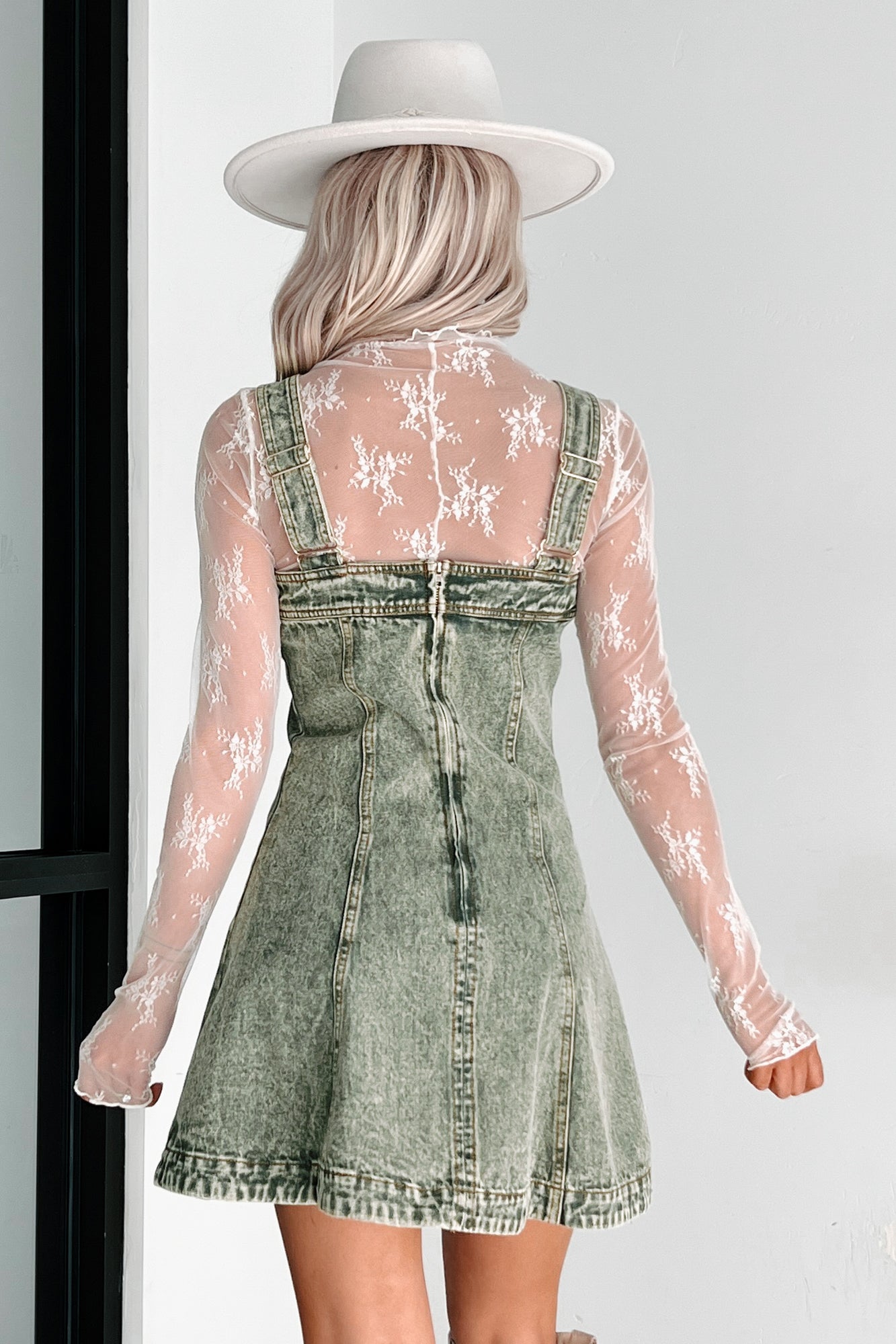 My Mission In Life Washed Denim Overall Dress (Olive)